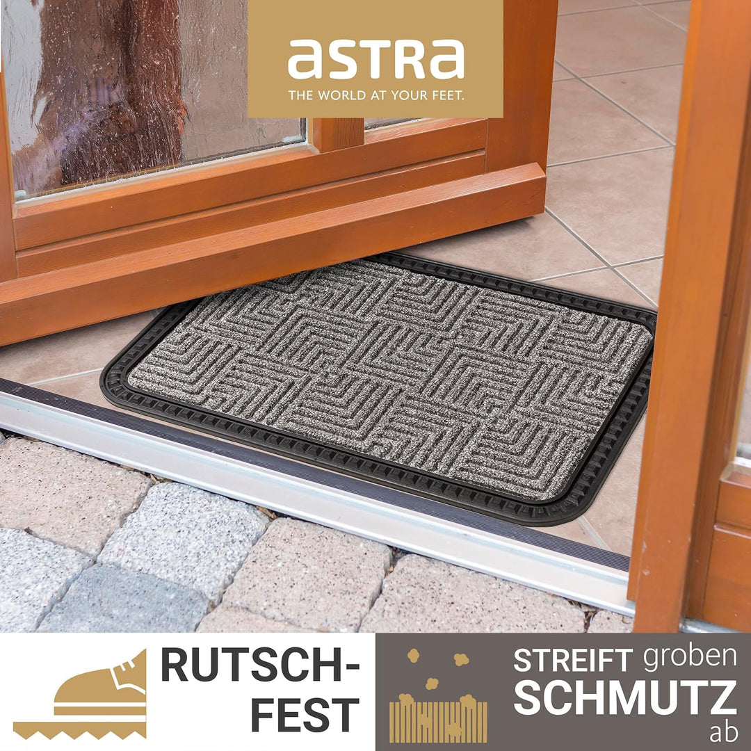 Astra Fussmatte Aussen & Innen - 2er Set 50x80 cm Silber Muster - Sauberlauf Türmatte rutschfest - S