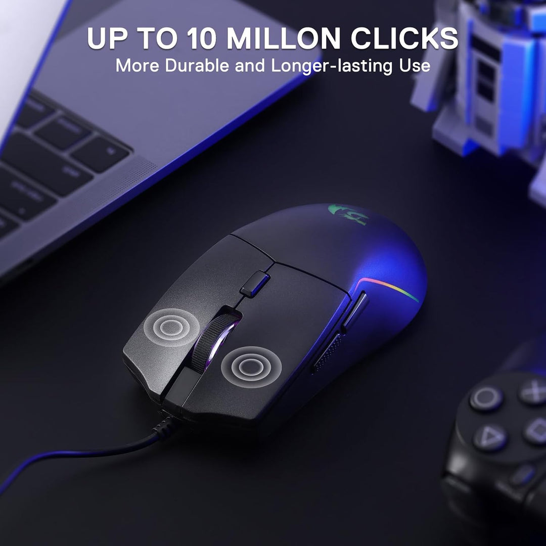 Redragon M730 Kabelgebundene RGB Gaming Maus, 10000 DPI Leichte Optische Maus mit 6 Programmierbaren