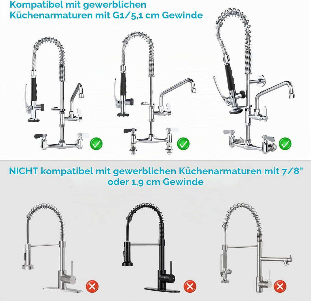 KULACO Profi Gastro Handbrause, Messing Geschirrbrause, Spülbrause Universeller 1/2" Anschluss Gastr