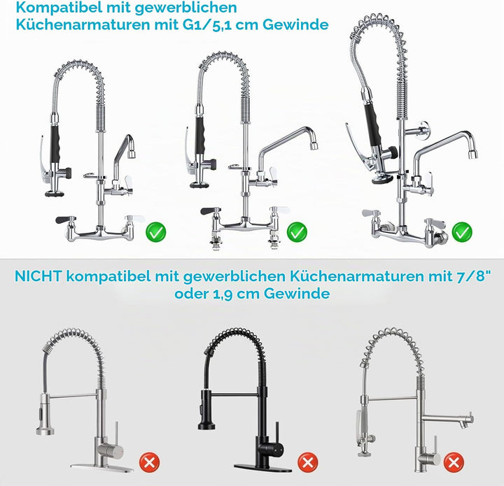 KULACO Profi Gastro Handbrause, Messing Geschirrbrause, Spülbrause Universeller 1/2" Anschluss Gastr
