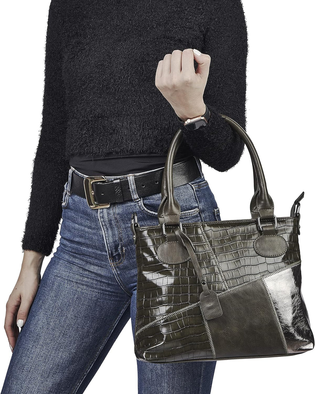 Remonte Damen Q0440 Umhängetasche, Khaki/moos/Altsilber / 54, 360x70x260