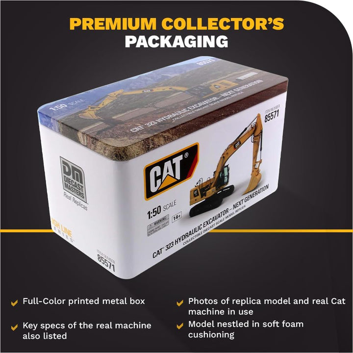 Diecast Masters 85571 - Caterpillar Bagger 323, Massstab 1:50, ca. 18,3 x 6,3 x 8 cm, ab 14 Jahren