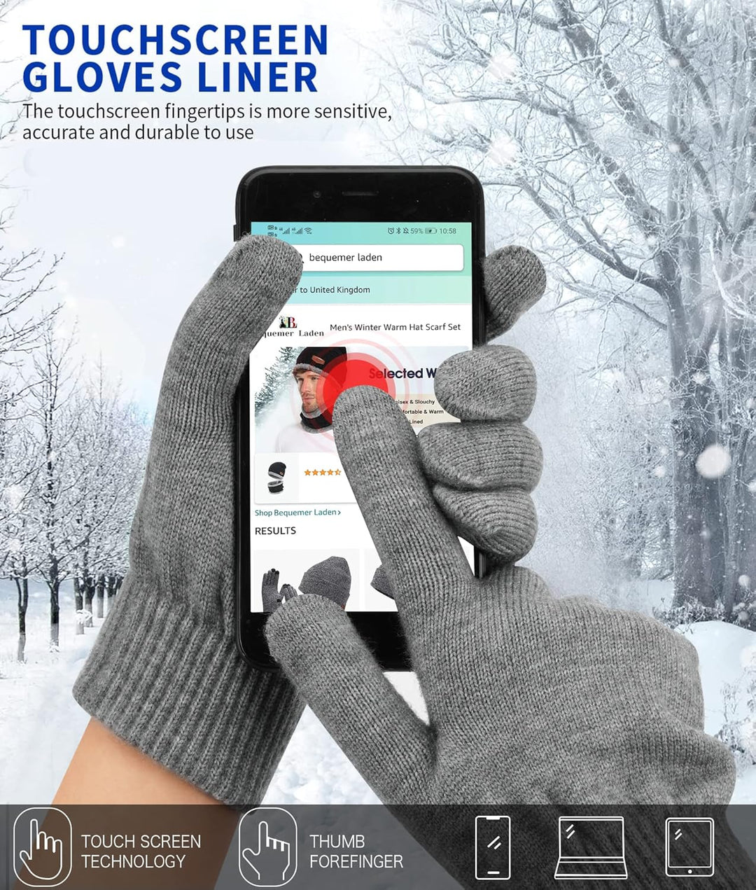Bequemer Laden Damen Winter Warm Touchscreen Handschuhe Thermo Winterhandschuhe Kaschmir Strickhands