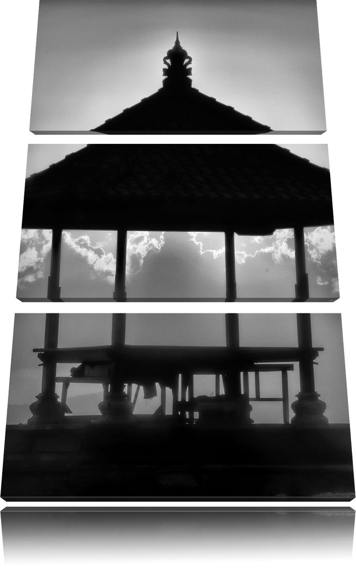 Pixxprint Pagode in Bali im Sonnenuntergang als Leinwandbild/Grösse: 3 Teilig (120x80) cm/Wandbild/K