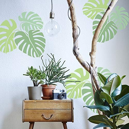 Wiederverwendbare Wandschablone aus Kunststoff // Tropisch - Monstera - Palmblatt // Muster Schablon