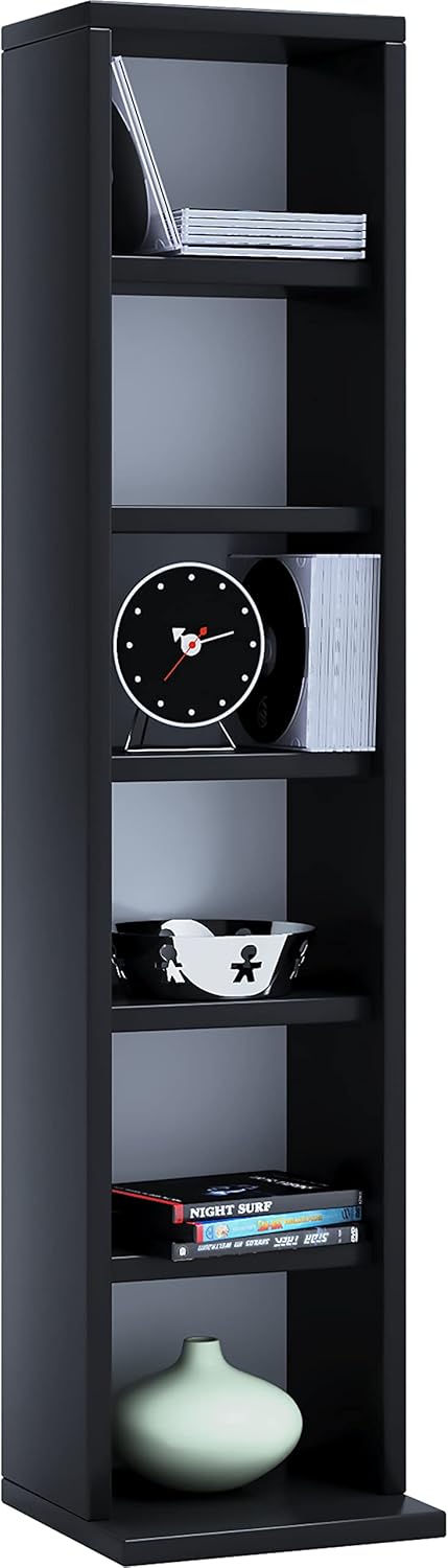 VCM Regal DVD CD Schrank Rack Möbel Aufbewahrung Holzregal Standregal Möbel Anbauprogramm Schwarz