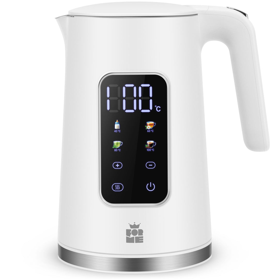 ForMe Edelstahl Wasserkocher 1,7 L mit Temperatureinstellung Temperaturwahl 40-100°C I LED Digitale