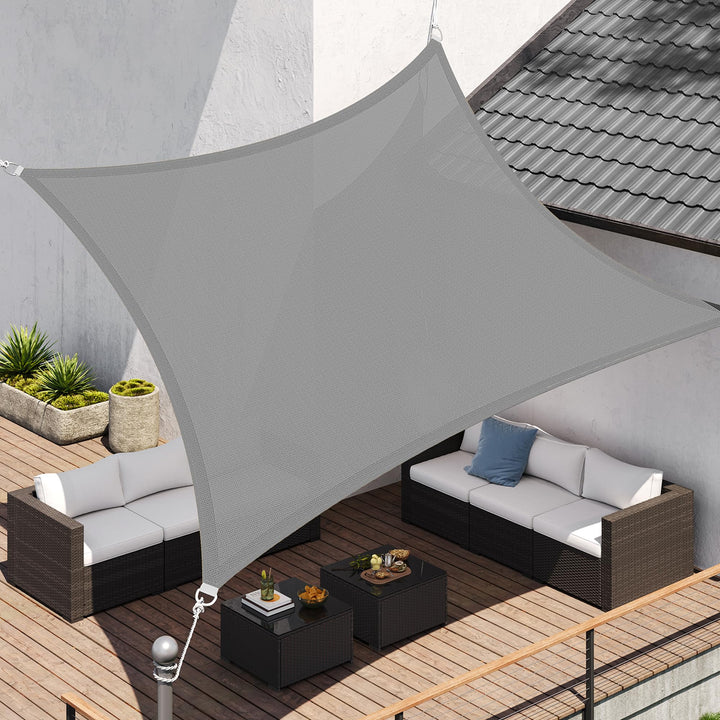 SONGMICS Sonnensegel 3 x 4 m, Sonnenschutz aus HDPE-Gewebe, luftdurchlässig, wasserdurchlässig, für
