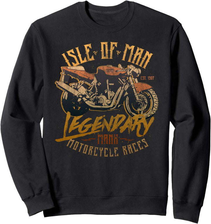 Isle Of Man Manx Motorradrennen Legendärer Oldtimer-Biker Sweatshirt