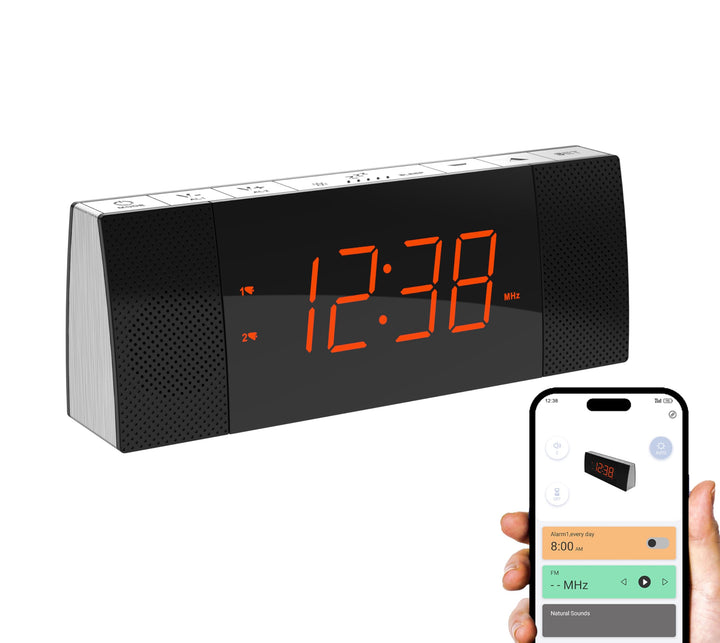 iTOMA RadioWecker mit Bluetooth, FM Radio, Dual Wecker mit Snooze, USB-Aufladung, Auto und manueller