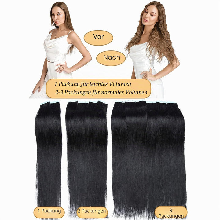 SEGO 40 Stück Tape in Extensions Echthaar Klebeband Haarverlängerung 100% Remy Human Haar Haarteil (
