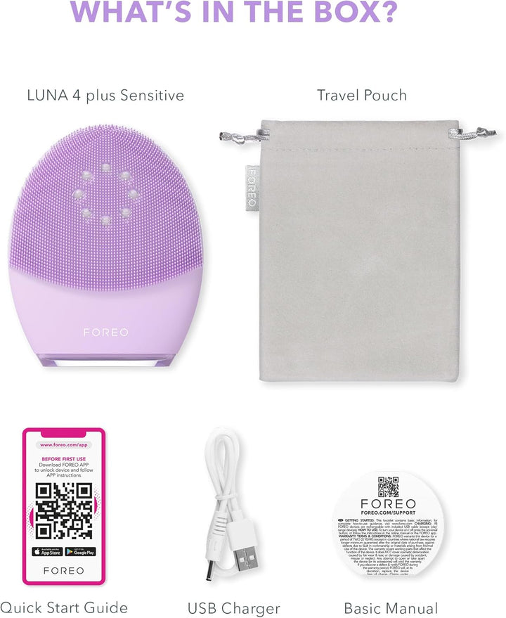 FOREO LUNA 4 plus Gesichtsbürste - Nahinfrarot-Lichttherapie + LED-Rotlichttherapie - Tiefenthermore