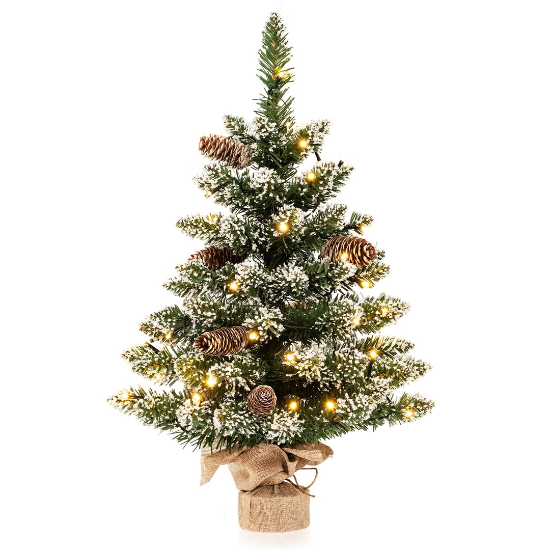 KOMFOTTEU 64 cm künstlicher Weihnachtsbaum Mini, Tisch Christbaum mit 8 Tannenzapfen & 75 Zweigspitz