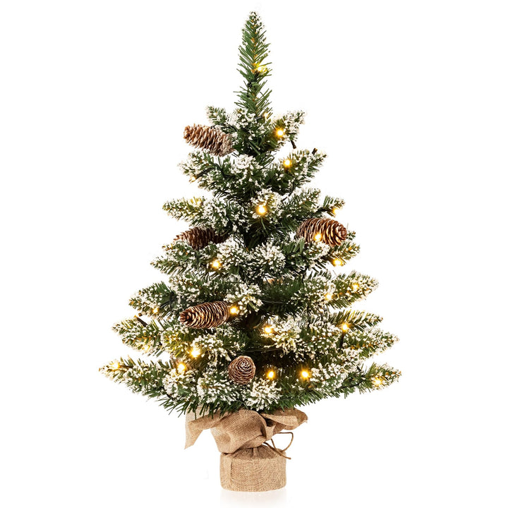KOMFOTTEU 64 cm künstlicher Weihnachtsbaum Mini, Tisch Christbaum mit 8 Tannenzapfen & 75 Zweigspitz