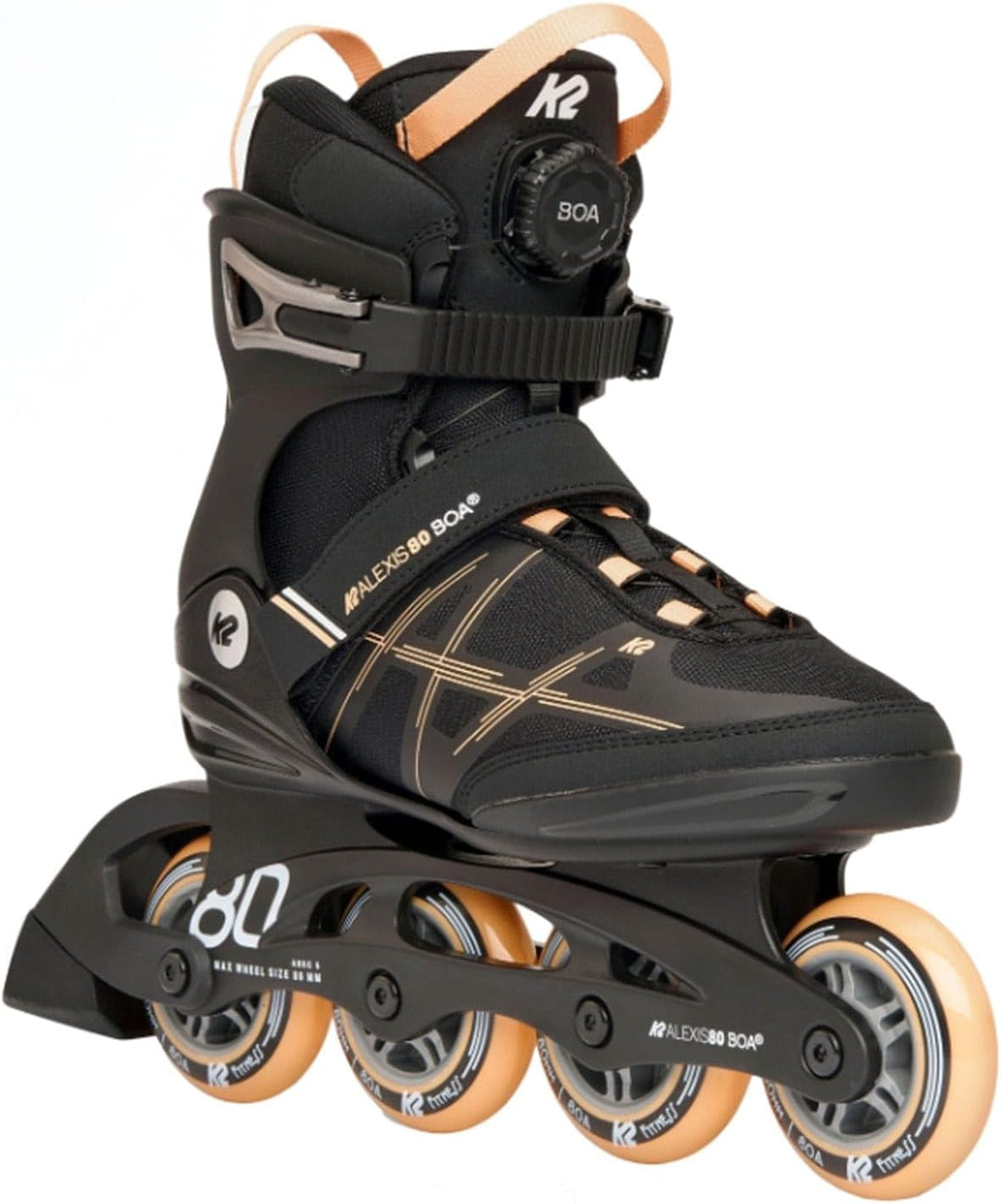 K2 Damen Alexis 80 Boa Inline Skates EU: 42 (UK: 8 / US: 10.5) black - peach, EU: 42 (UK: 8 / US: 10