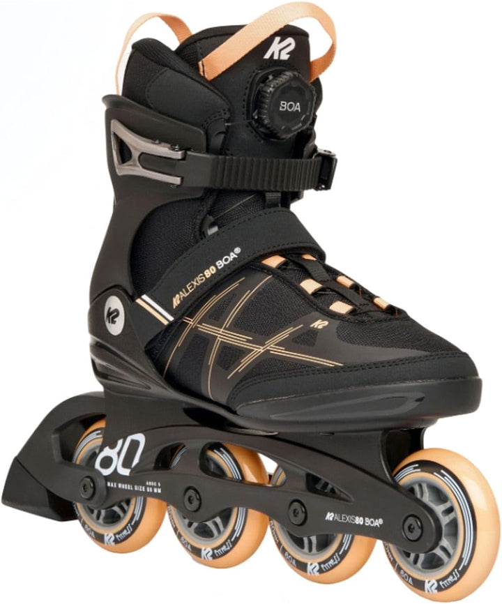 K2 Skates Damen Alexis 80 Boa Inline Skates EU: 42.5 (UK: 8.5 / US: 11) black - peach, EU: 42.5 (UK: