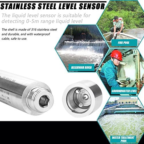 Bewinner Wasserstandssensor, TL231 Flüssigkeitsstandssensor, DC 24V Füllstandsensor 4-20mA Einwurf-F