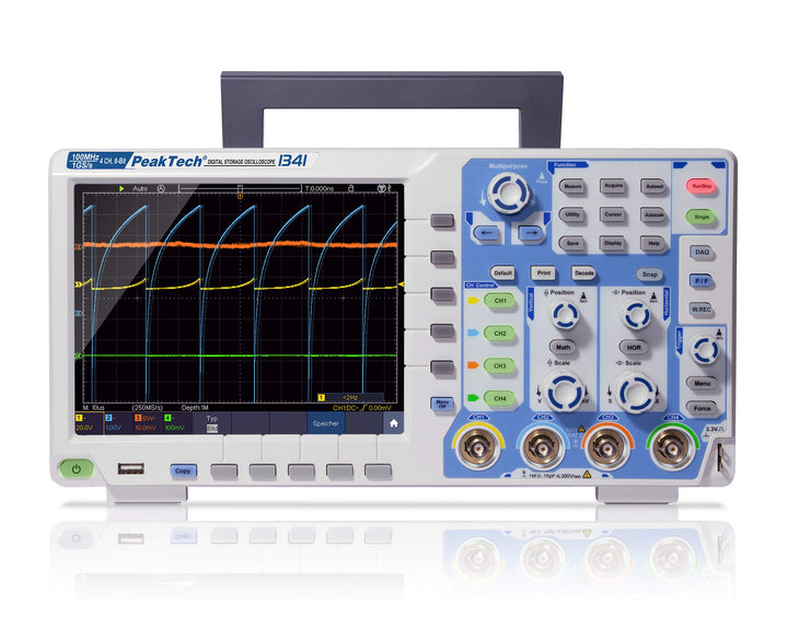 PeakTech 1341 – 4-Kanal Speicher-Oszilloskop 100 MHz - Max. 1 GS/s mit USB, LAN Schnittstelle &amp; 8" H