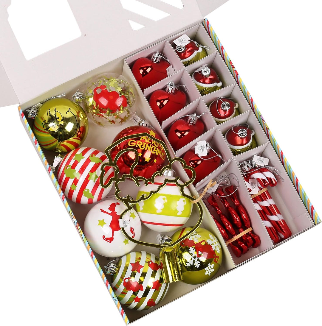 Der Grinch Weihnachtskugelset, Christbaumschmuck, aus Kunststoff 25 Stück Einheitsgrösse Set 3., Set