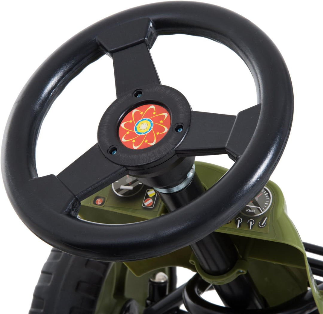 HOMCOM Go Kart Tretauto Tretfahrzeug mit Handbremse Kinderfahrzeug Kettcar Tretfahrzeug mit Verstell