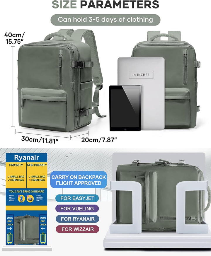BJLFS Ryanair Handgepäck 40x30x20 Rucksack Handgepäck Flugzeug 40x30x20 Wizzair Vueling Eurowings Re