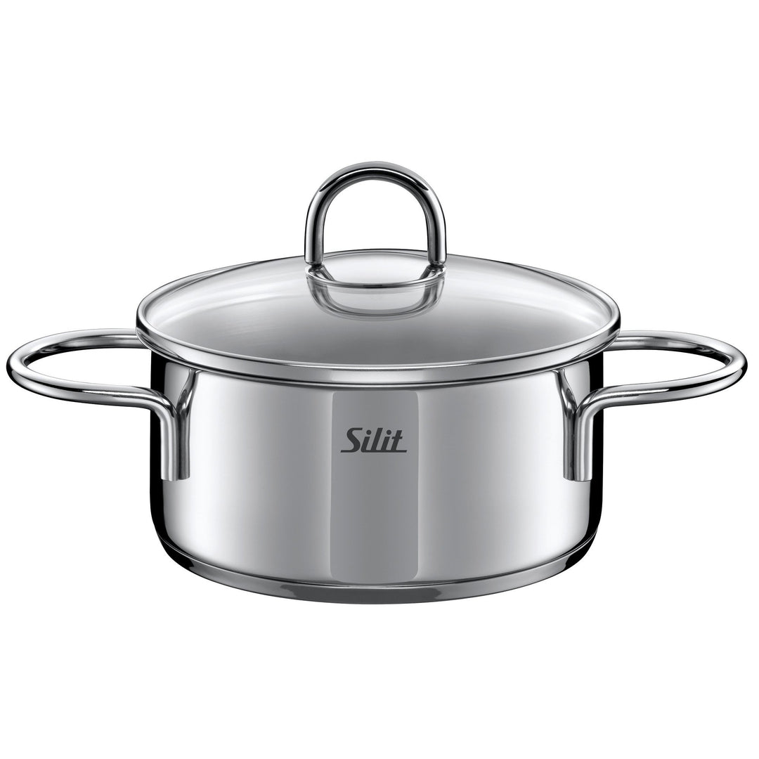 WMF Silit Toskana Kochtopf klein 16cm, Glasdeckel, Bratentopf Induktion 1,4l, Edelstahl poliert, unb