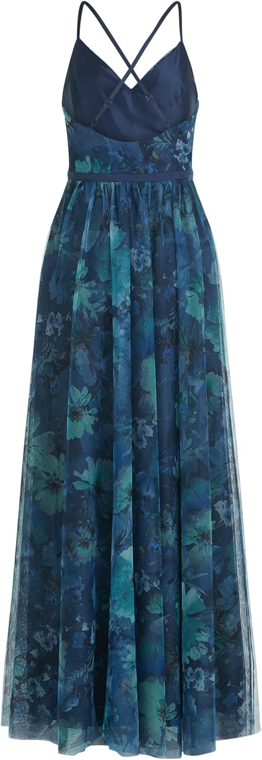 Vera Mont Damen Abendkleid mit Blumenprint 34 Blau, 34 Blau