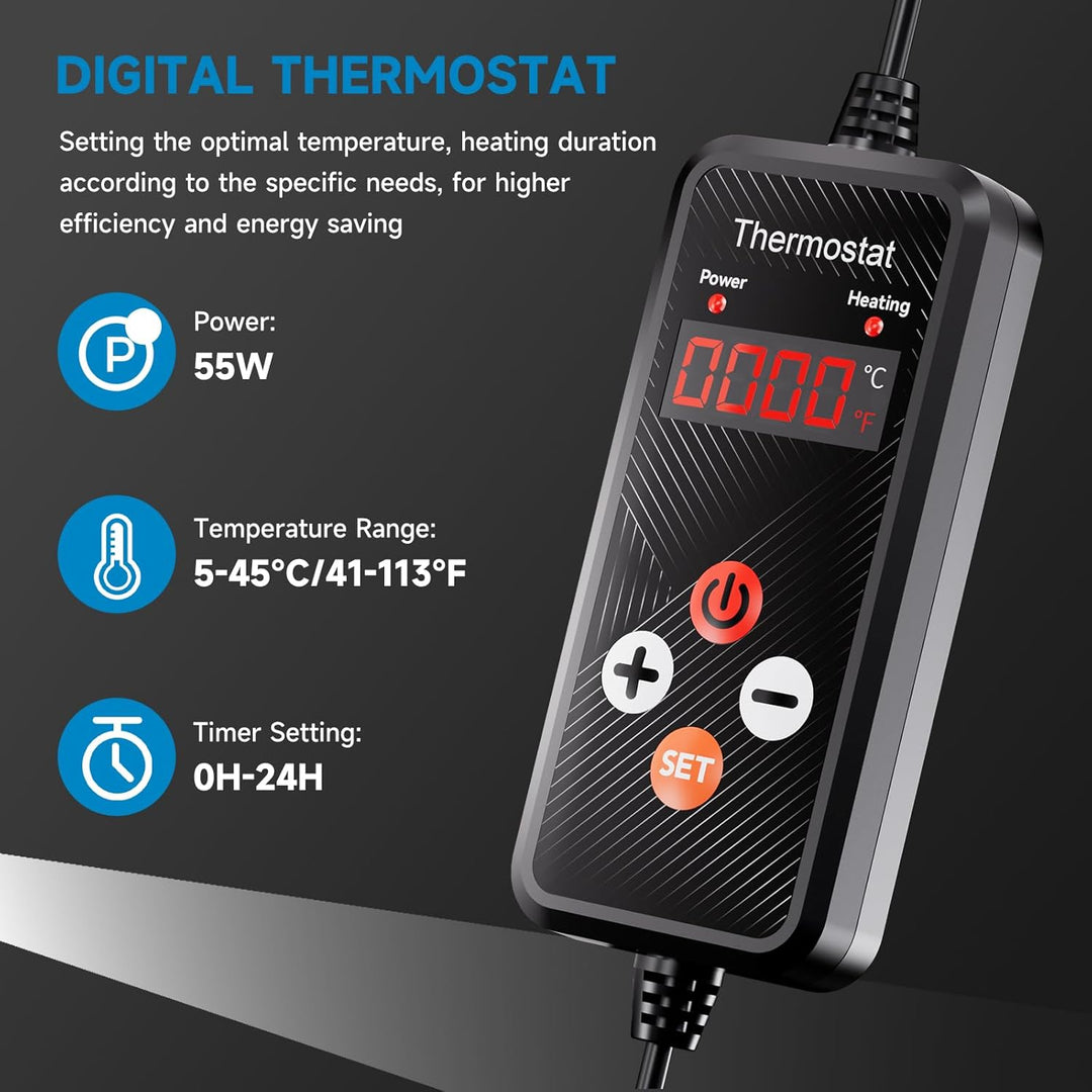 Hon&Guan 55W Effiziente Warmhalten Heizmatte Pflanzen mit Thermostat, Wärmematte Set für Sämling Ger