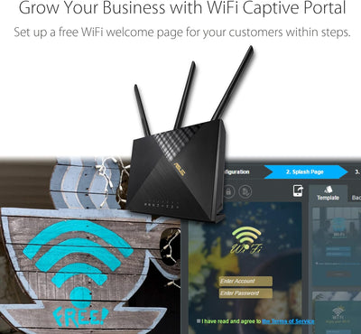 Asus 4G-AX56 LTE WLAN-Router (WiFi-6 AX1800, SIM Slot, LTE Cat. 6 bis zu 300 Mbits, Gigabit LAN, AiP