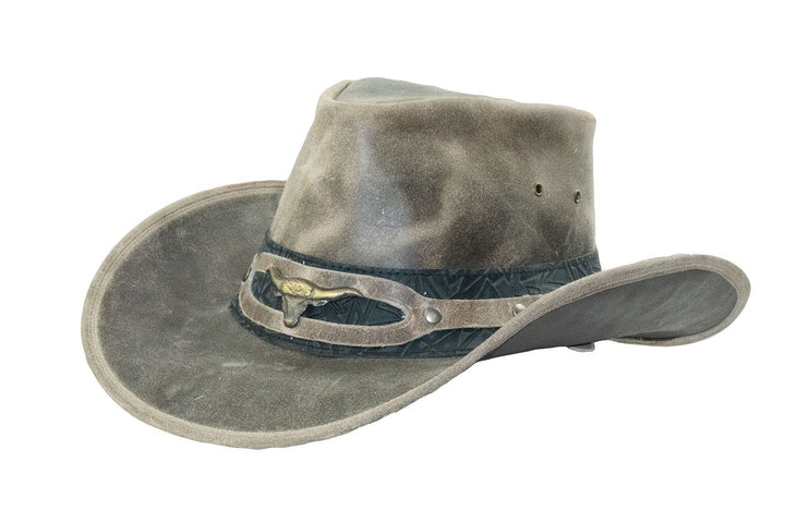 Black Jungle Ontario Outdoor Western Lederhut Australien Cowboy Lederhüte Reiterhut Unisex S Charcoa