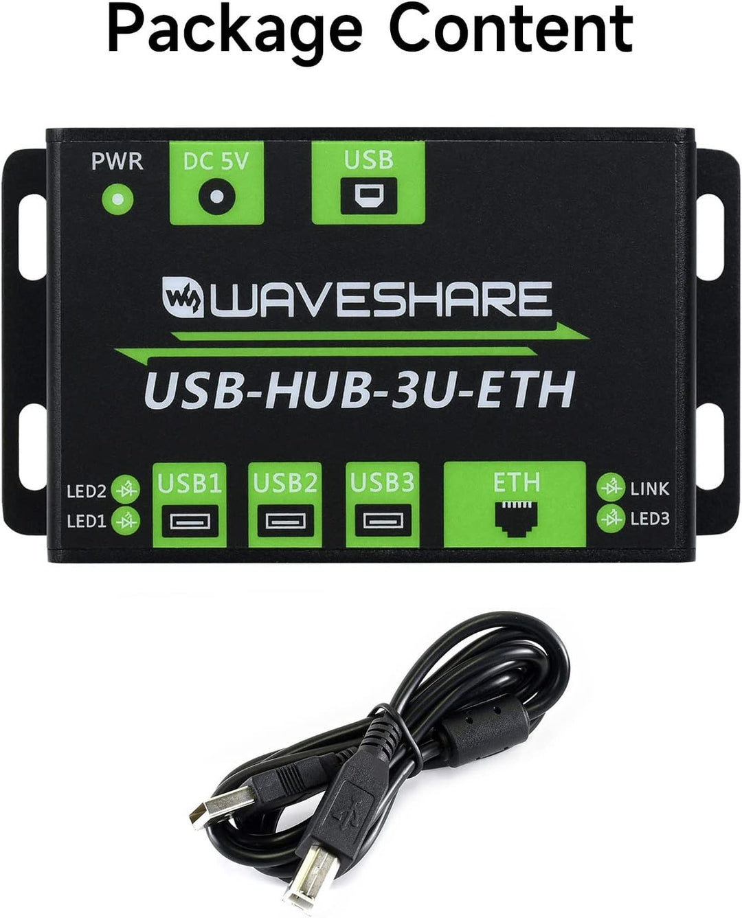 Waveshare Industrial Grade Multifunctional USB HUB Extending 3X USB Ports + 100M Ethernet Port Suita