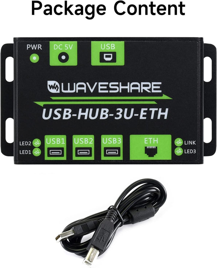 Waveshare Industrial Grade Multifunctional USB HUB Extending 3X USB Ports + 100M Ethernet Port Suita