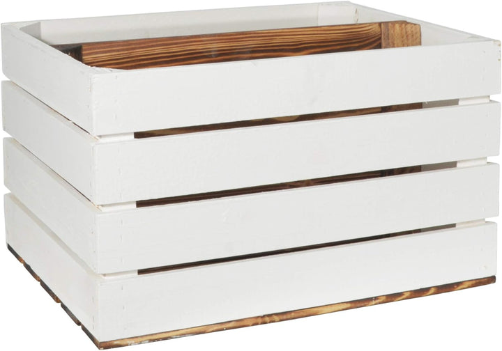 2 Set Holzkiste Grete Geflammt Weiss 50x40x30cm - Langes Regal Weinkiste 50x40x30cm Weiss Geflammt 2