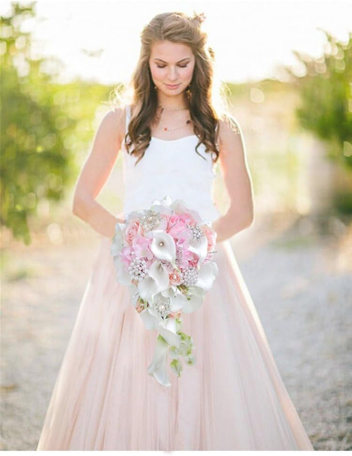 IFFO-Hochzeit-Bouquet, Calla Lilien, Rose, Diamanten, Perle. Rose