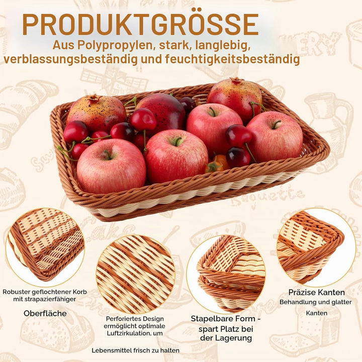 4er Set Brötchenkorb Geflochten Brotkorb Stapelbarer Brotkörbchen Modern Brotkörbe Hochwertiger Obst