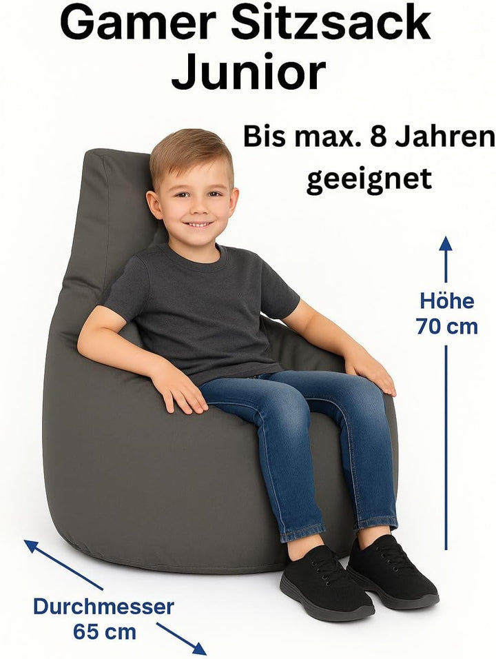 PATCH HOME Gamer Kissen & Lounge Sitzsack – befüllbar mit Reissverschluss, gefüllt mit Styropor, gee