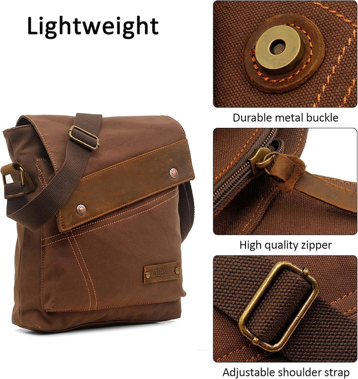 DORRISO Herren Umhängetasche Mode Leinwand Schultertasche Reise Schultertaschen Leicht Kuriertasche