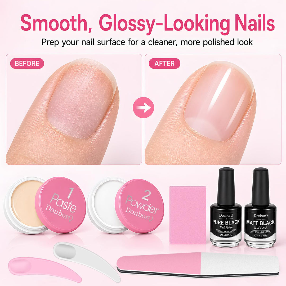 Major Dijit Schwarzer Nagellack Set, Klassisch Matt mit Nagelpflege Set Bllack NBK-Black-kit, Bllack
