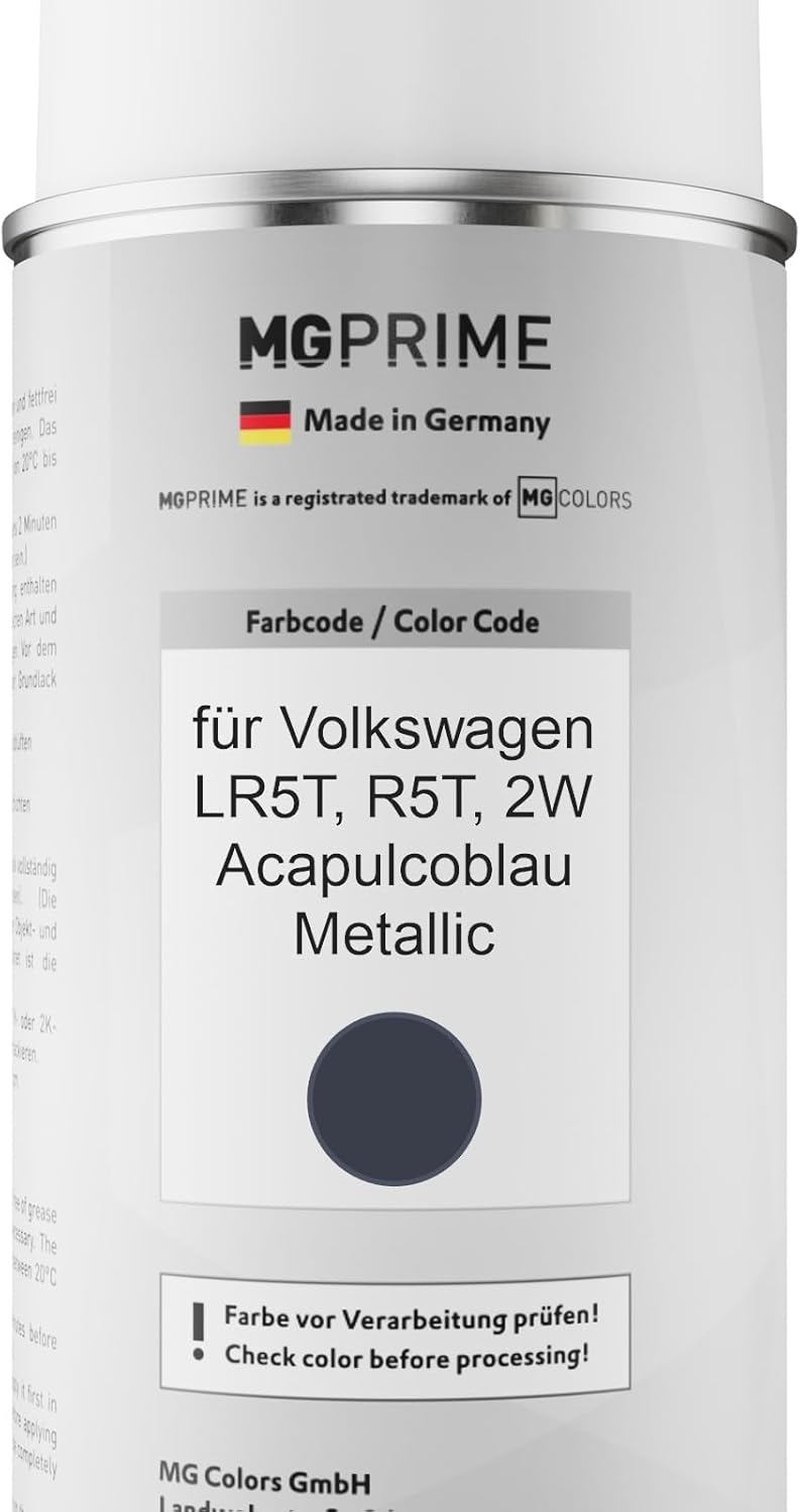MG PRIME Autolack Sprühdosen Set für Volkswagen VW LR5T / R5T / 2W Acapulcoblau Metallic Basislack K