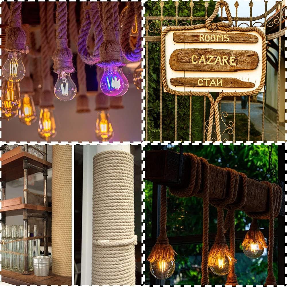12mm Jute Barrier Rope für DIY Treppenhandlauf/Balkon Leitplanke/Rohr/Reifen Dekor/Drahtwickel, Indu