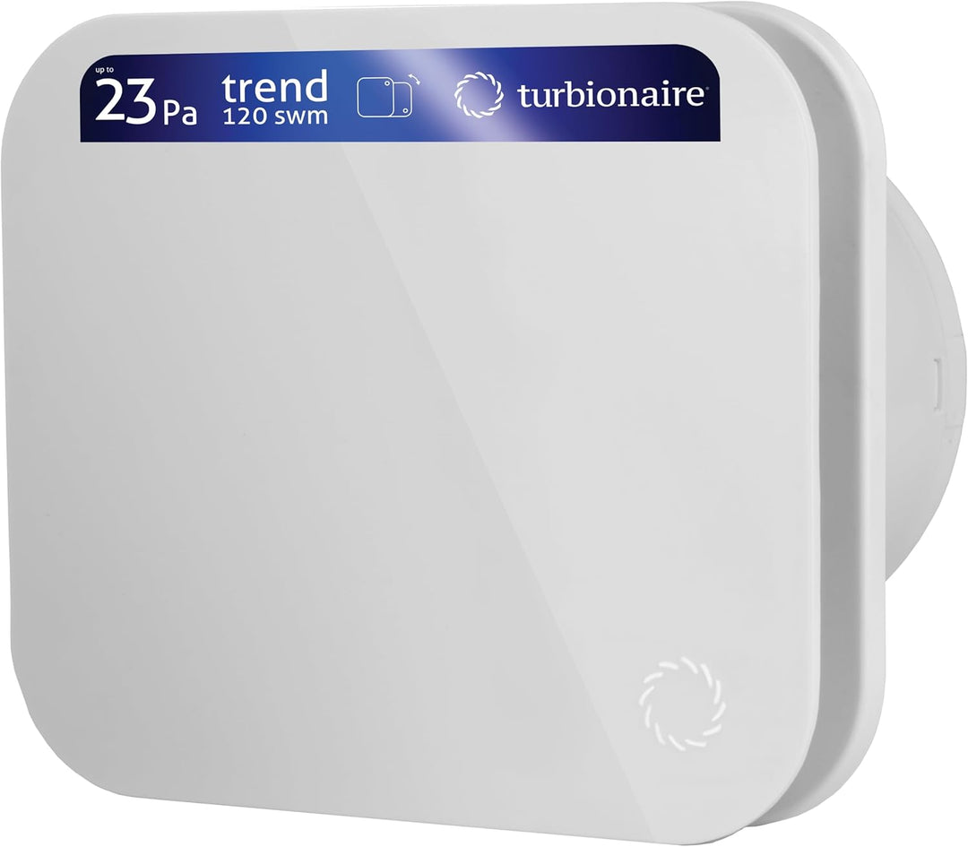 Turbionaire Abluftventilator TREND 120 SWM, für Badezimmer, Küche, Wand/Decke, mattweisse Frontplatt