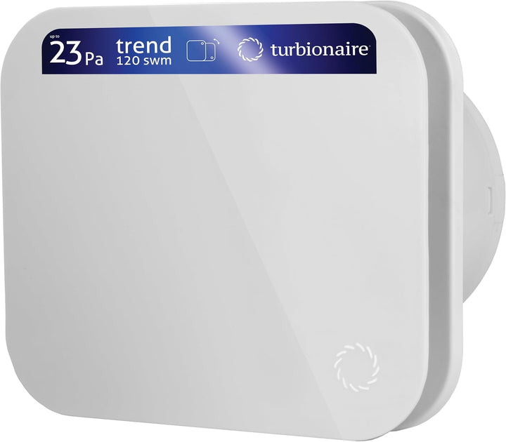 Turbionaire Abluftventilator TREND 120 SWM, für Badezimmer, Küche, Wand/Decke, mattweisse Frontplatt