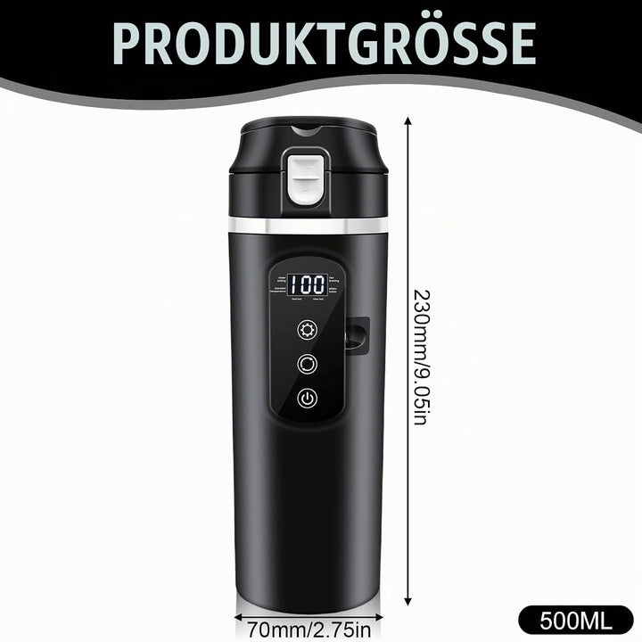 PORFOYO Wasserkocher Für Auto, 12V Auto Mini-Kaffee-Wasserkocher, 500ml, Schwarz, Bis Zu 100℃ Variab
