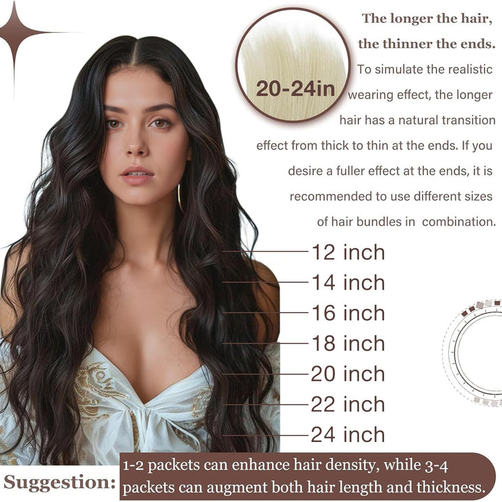 Hetto Clip in Extensions Echthaar Balayage Schwarz zu Hellbraun &amp; Goldblond 45cm 120g 7pcs - Invisib