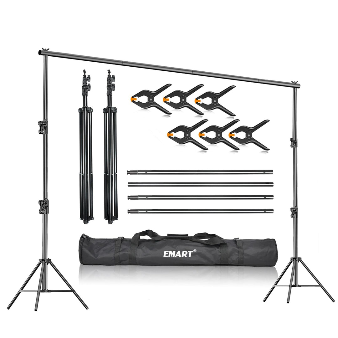 EMART 2,8x3m Hintergrundsystem stabiles Hintergrund Ständer belastbar bis 13,6kg mit 2 Klemmen, Back