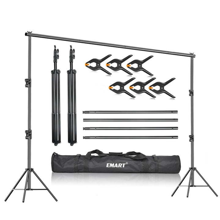 EMART 2,8x3m Hintergrundsystem stabiles Hintergrund Ständer belastbar bis 13,6kg mit 2 Klemmen, Back