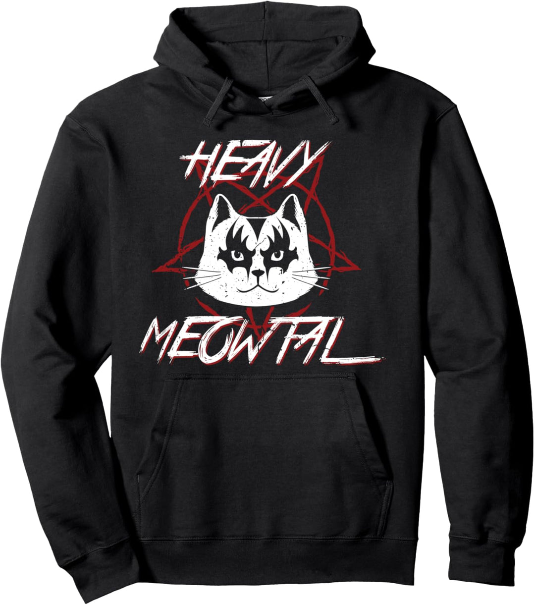 Heavy meowtal funny cat metalhead heavy metal music Pullover Hoodie
