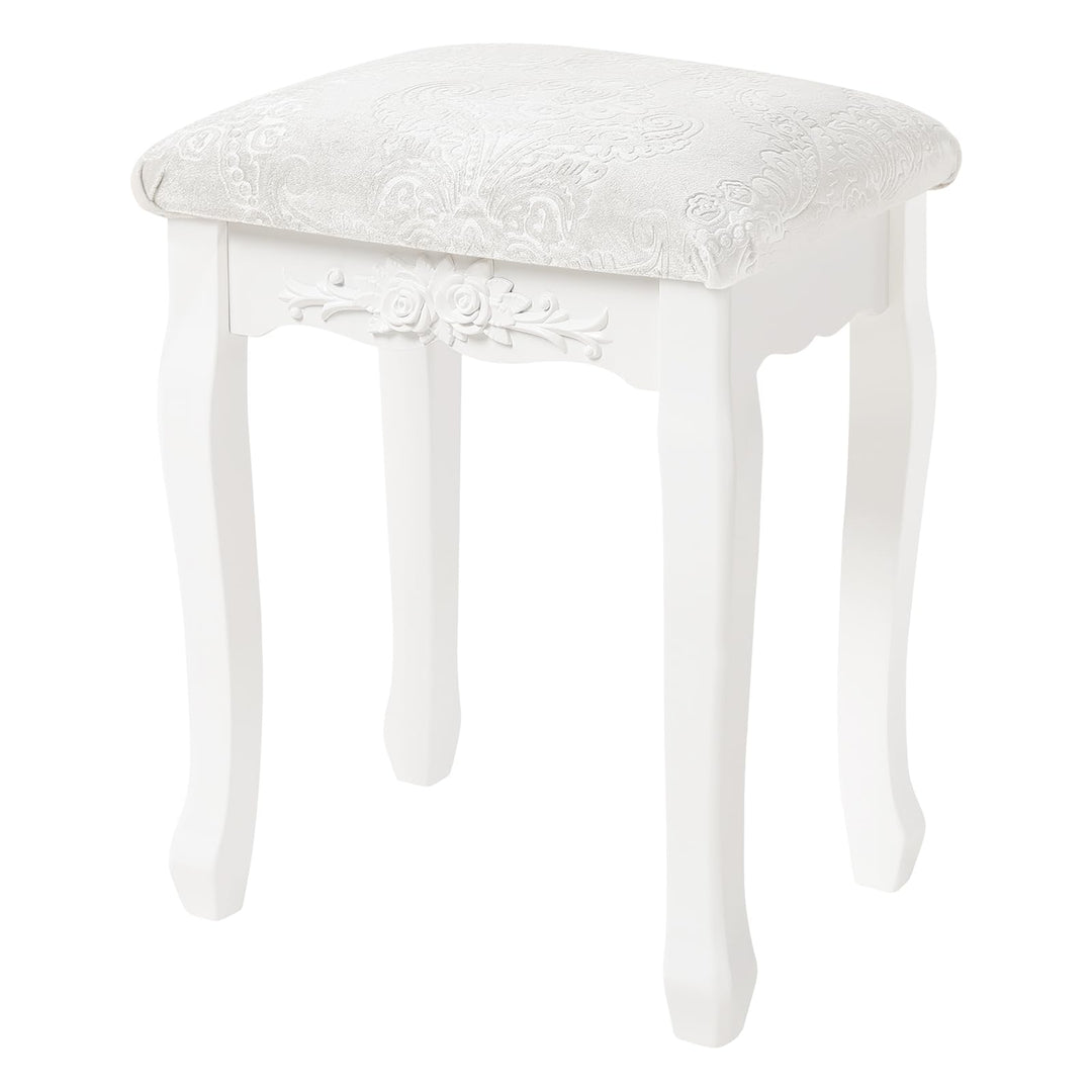 WOLTU MB6015cm Schminkhocker, Sitzhocker, Hocker Landhaus Hocker, Polsterhocker, MDF Holz, Weiss lac
