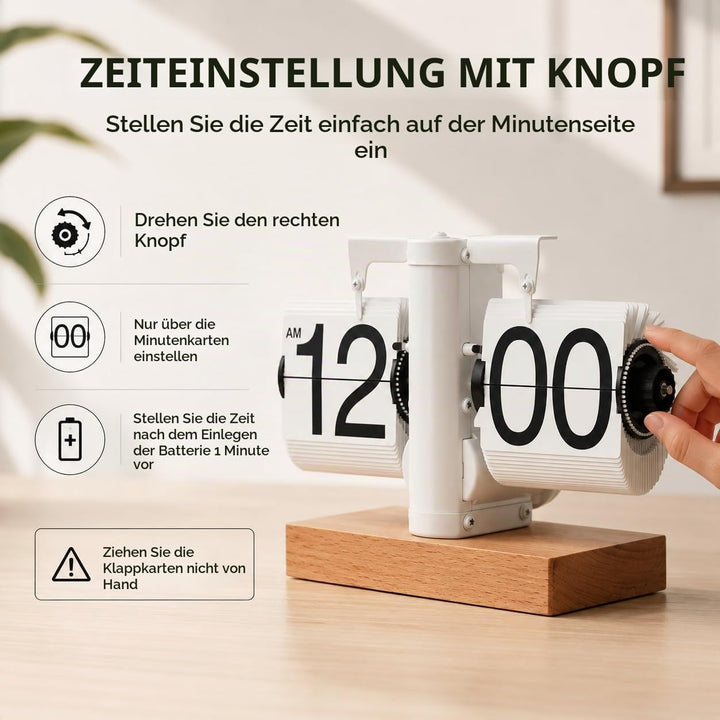 Flip Schreibtischuhr, Klappuhr Auto Flip Tischuhr Klappzahluhr, Batteriebetriebene Retro Flipuhr Gro