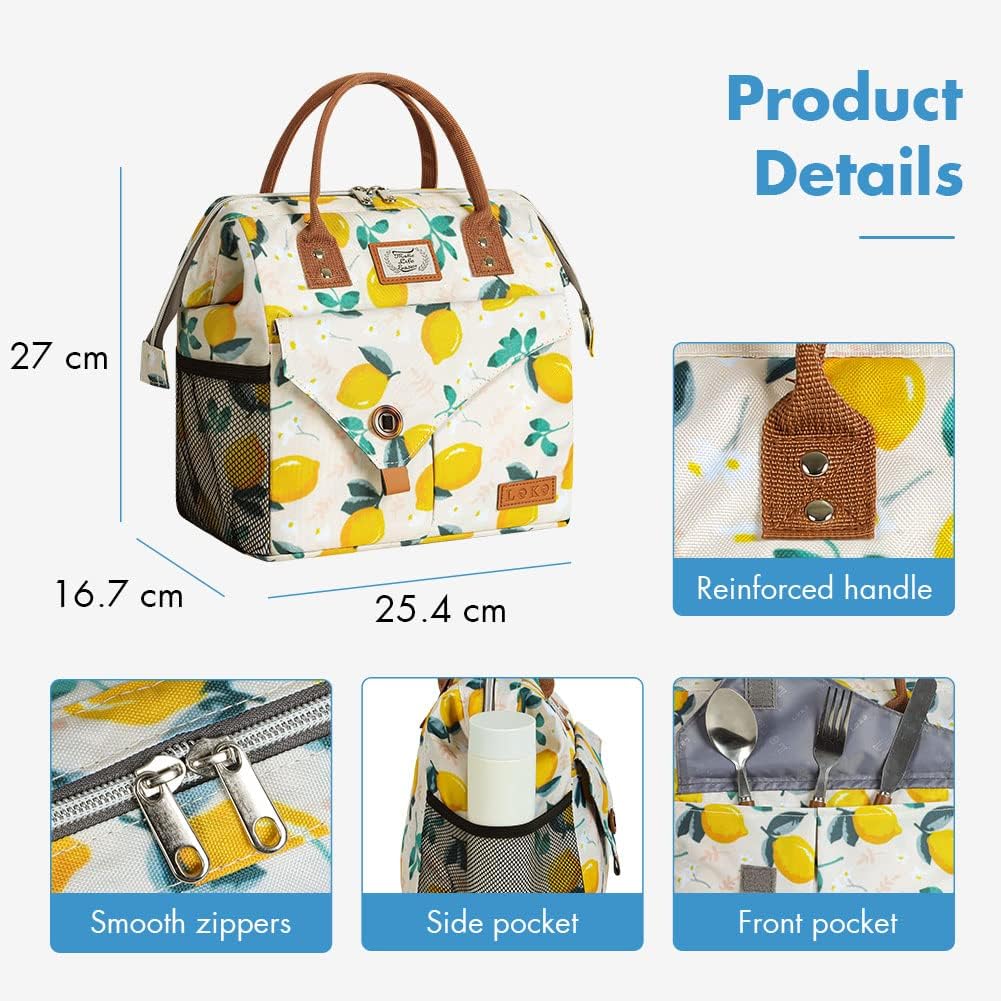 Lekesky Kühltasche Damen Lunchtasche Isolierte für Frauen Auslaufsichere Weit Geöffnete Lunchbox, 11